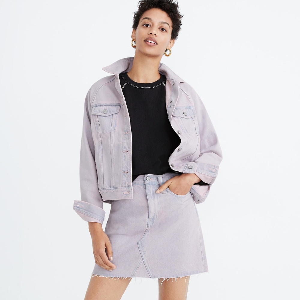 Madewell Pale Lilac Rigid Denim A-Line Mini Skirt